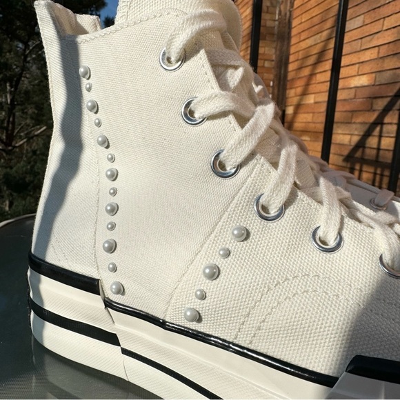 New Converse Chuck 70 Plus High Gems Pearl Platform Sneaker White Womens 8.5 - Picture 3 of 9
